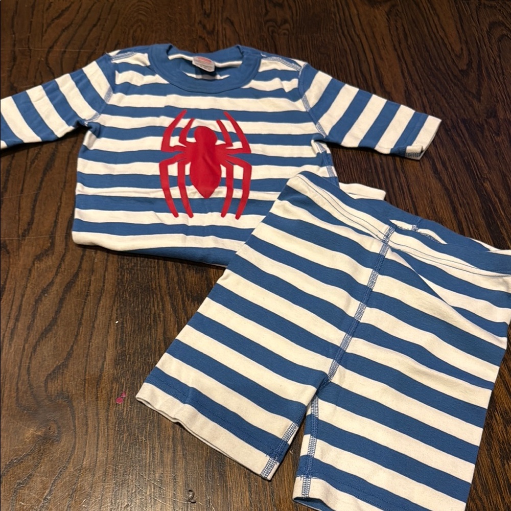 Like new Hanna Andresson Blue and white striped Spider-Man pjs